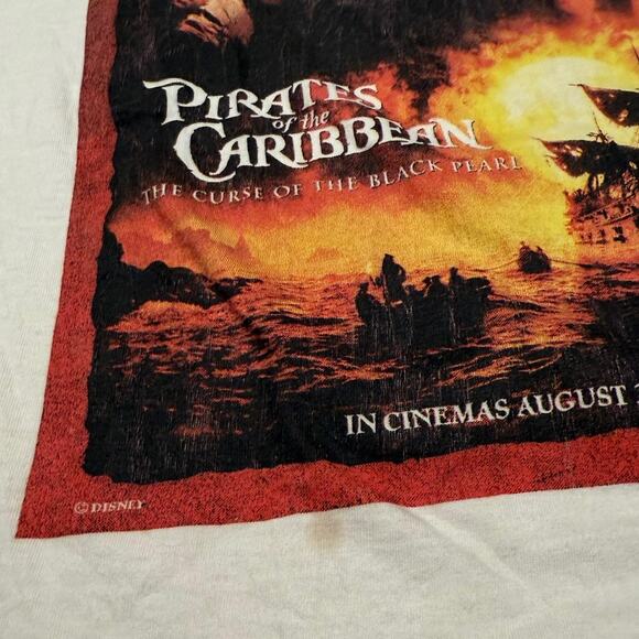 Vintage 2003 Pirates of the Caribbean Promo Tee (Movie Poster) Sz Free / M-L - Picture 8 of 8